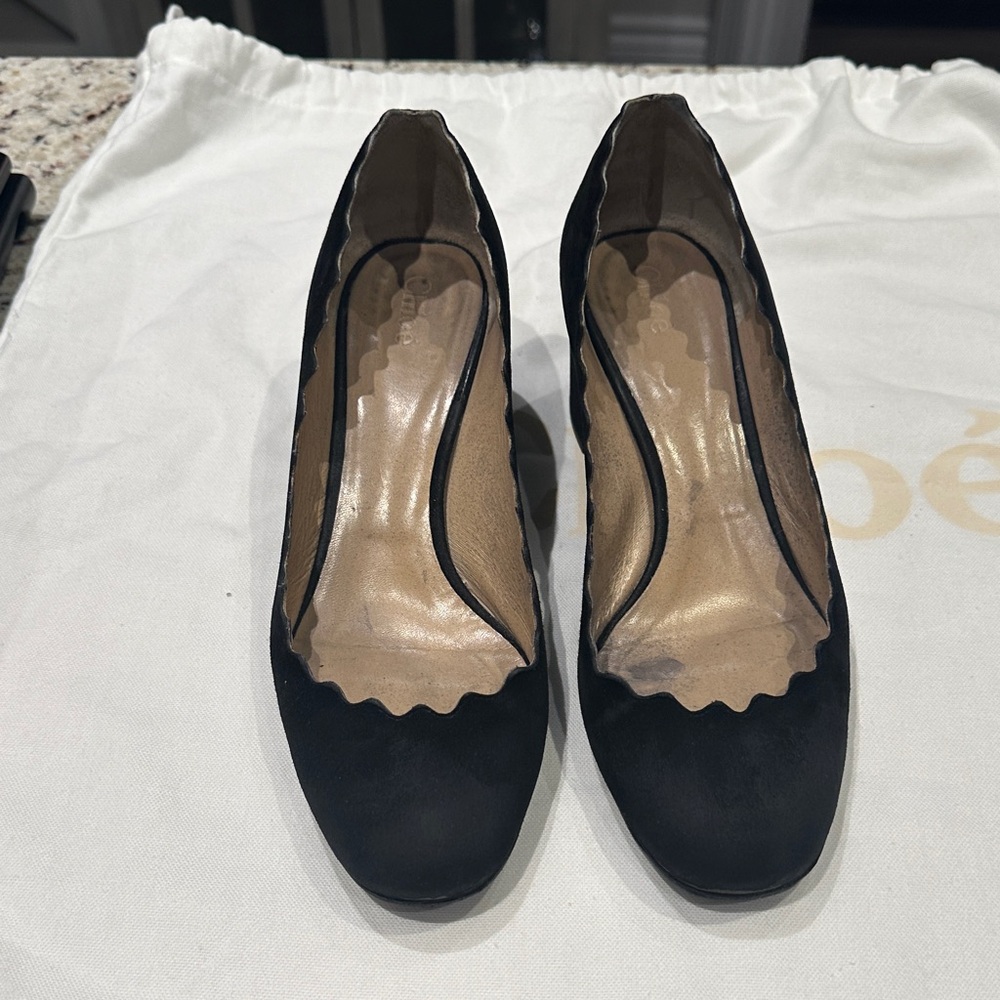 Chloe Black Scalloped Heels